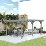 Outsunny 12 ft x 16 ft Outdoor Pergola, Wood Gazebo Grape Trellis with Stable Structure for Climbing Plant Support, Gray - Image 10