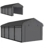 Outsunny 12 ft x 20 ft Metal Carport, Heavy Duty Garage Car Canopy with Galvanized Metal Roof and Removable Sidewalls, Dark Gray