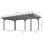 Outsunny 12 ft x 20 ft Outdoor Pergola, Wood Gazebo Grape Trellis with Stable Structure for Climbing Plant Support, Gray - Image 3