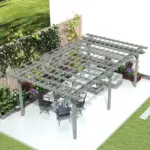 Outsunny 12 ft x 20 ft Outdoor Pergola, Wood Gazebo Grape Trellis with Stable Structure for Climbing Plant Support, Gray - Image 7