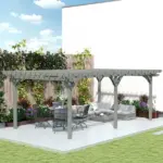 Outsunny 12 ft x 20 ft Outdoor Pergola, Wood Gazebo Grape Trellis with Stable Structure for Climbing Plant Support, Gray - Image 10
