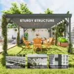 Outsunny 12' x 20' Outdoor Wooden Pergola, Grape Vine Gazebo with Concrete Anchors for Garden, Patio, Backyard, Deck, Gray - Image 4