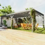Outsunny 12' x 20' Outdoor Wooden Pergola, Grape Vine Gazebo with Concrete Anchors for Garden, Patio, Backyard, Deck, Gray - Image 10