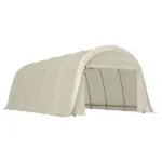Outsunny 12' x 23.6' Heavy-Duty Carport, UPF50+ Portable Garage Car Canopy Tent with Galvanized Frame, Large Door, Beige - Image 11
