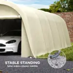 Outsunny 12' x 23.6' Heavy-Duty Carport, UPF50+ Portable Garage Car Canopy Tent with Galvanized Frame, Large Door, Beige - Image 7