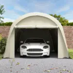 Outsunny 12' x 23.6' Heavy-Duty Carport, UPF50+ Portable Garage Car Canopy Tent with Galvanized Frame, Large Door, Beige - Image 9