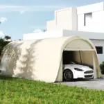Outsunny 12' x 23.6' Heavy-Duty Carport, UPF50+ Portable Garage Car Canopy Tent with Galvanized Frame, Large Door, Beige - Image 10