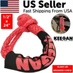 1/2 x 24 Inch Soft Shackle Recovery Rope 65,000 lb Breaking Strength