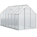Outsunny 12' x 6' Aluminum Greenhouse, Polycarbonate Walk-in Garden Greenhouse Kit with Adjustable Roof Vent, Rain Gutter and Sliding Door, Silver - Image 12