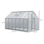 Outsunny 12' x 6' Aluminum Greenhouse, Polycarbonate Walk-in Garden Greenhouse Kit with Adjustable Roof Vent, Rain Gutter and Sliding Door, Silver - Image 3