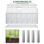 Outsunny 12' x 6' Aluminum Greenhouse, Polycarbonate Walk-in Garden Greenhouse Kit with Adjustable Roof Vent, Rain Gutter and Sliding Door, Silver - Image 6