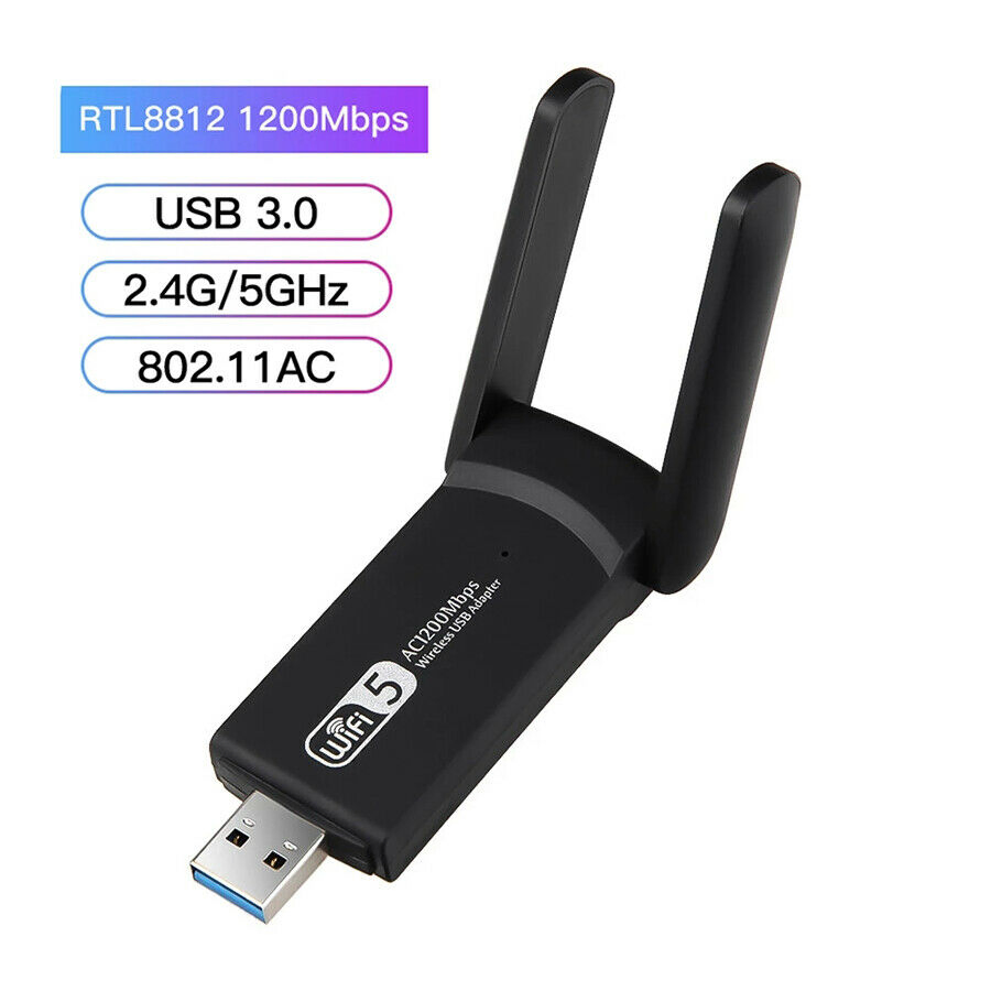 AC1200 Dual Band USB 3.0 WiFi Adapter with Dual Antennas