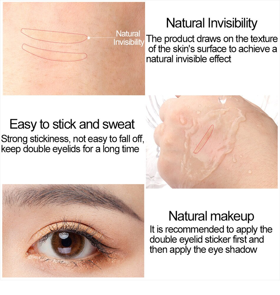 1200 Piece Invisible Double Eyelid Adhesive Tape Strips with Applicator