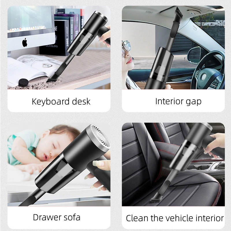 120W Mini Cordless Car Vacuum with 9000Pa Suction and Washable HEPA Filter