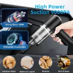 120W Mini Cordless Car Vacuum with 9000Pa Suction and Washable HEPA Filter - Image 2