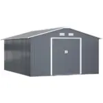 Outsunny 12.6 ft x 11 ft Metal Storage Shed, Garden Tool House with Double Sliding Doors, 4 Air Vents for Backyard, Patio and Lawn, Dark Gray - Image 12