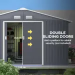 Outsunny 12.6 ft x 11 ft Metal Storage Shed, Garden Tool House with Double Sliding Doors, 4 Air Vents for Backyard, Patio and Lawn, Dark Gray - Image 6
