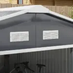 Outsunny 12.6 ft x 11 ft Metal Storage Shed, Garden Tool House with Double Sliding Doors, 4 Air Vents for Backyard, Patio and Lawn, Dark Gray - Image 9