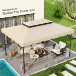 12.8' x 9.5' Gazebo Replacement Canopy, Gazebo Top Cover with Double Vented Roof for Garden Patio Outdoor (TOP ONLY), White - Image 2