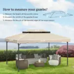 12.8' x 9.5' Gazebo Replacement Canopy, Gazebo Top Cover with Double Vented Roof for Garden Patio Outdoor (TOP ONLY), White - Image 3