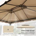 12.8' x 9.5' Gazebo Replacement Canopy, Gazebo Top Cover with Double Vented Roof for Garden Patio Outdoor (TOP ONLY), White - Image 4