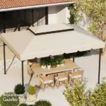 12.8' x 9.5' Gazebo Replacement Canopy, Gazebo Top Cover with Double Vented Roof for Garden Patio Outdoor (TOP ONLY), White - Image 10