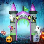 12 Ft Large Inflatable Halloween Archway with Ghost, Pumpkin, Spider and Bat - Image 2