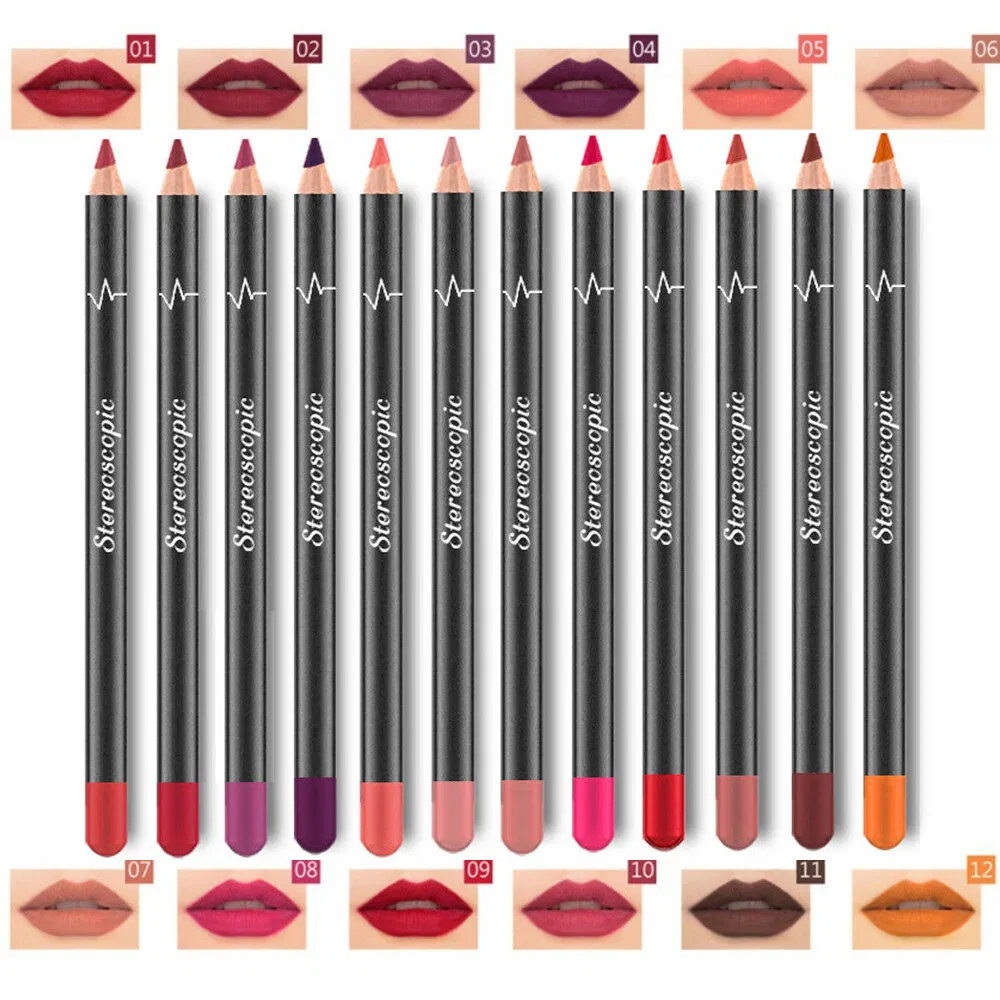 12 Color Matte Lip Liner Pencil Set