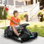 12V Electric Drift Kart, Electric Go Kart with Slow Start, Music, Colorful Lights, for 8-12 Years Old, Black - Image 2