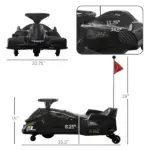 12V Electric Drift Kart, Electric Go Kart with Slow Start, Music, Colorful Lights, for 8-12 Years Old, Black - Image 3