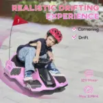 12V Electric Drifting Go Kart with Slow Start, Music, Lights, Pink - Image 4