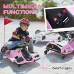 12V Electric Drifting Go Kart with Slow Start, Music, Lights, Pink - Image 5