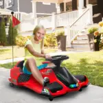 12V Electric Drifting Go Kart with Slow Start, Music, Lights, Red - Image 2