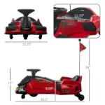 12V Electric Drifting Go Kart with Slow Start, Music, Lights, Red - Image 3