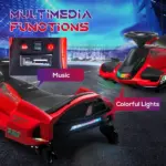 12V Electric Drifting Go Kart with Slow Start, Music, Lights, Red - Image 5