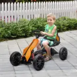 12V Electric Go Kart for Kids w/ Adjustable Speed, Orange - Image 2