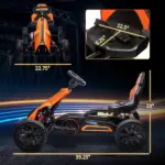 12V Electric Go Kart for Kids w/ Adjustable Speed, Orange - Image 3