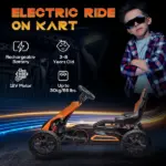12V Electric Go Kart for Kids w/ Adjustable Speed, Orange - Image 4