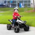 12V Electric Kids ATV Quad Car with Forward and Backward Function, Music, 4-Wheeler Ride-On Car for Toddlers, White - Image 2