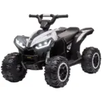 12V Electric Kids ATV Quad Car with Forward and Backward Function, Music, 4-Wheeler Ride-On Car for Toddlers, White