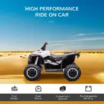 12V Electric Kids ATV Quad Car with Forward and Backward Function, Music, 4-Wheeler Ride-On Car for Toddlers, White - Image 4