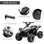 12V Electric Kids ATV Quad Car with Forward and Backward Function, Music, 4-Wheeler Ride-On Car for Toddlers, White - Image 6