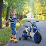 Aosom 12V Electric Motorbike for Kids Battery-Powered Motorcycle Ride-On Toy with Charging Battery Training Wheels Blue - Image 2