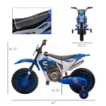 Aosom 12V Electric Motorbike for Kids Battery-Powered Motorcycle Ride-On Toy with Charging Battery Training Wheels Blue - Image 3