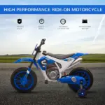Aosom 12V Electric Motorbike for Kids Battery-Powered Motorcycle Ride-On Toy with Charging Battery Training Wheels Blue - Image 4