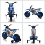 Aosom 12V Electric Motorbike for Kids Battery-Powered Motorcycle Ride-On Toy with Charging Battery Training Wheels Blue - Image 8