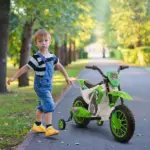 Aosom 12V Electric Motorcycle for Kids Battery-Powered Ride-On Off-road Street Bike with Charging Battery Training Wheels Green - Image 2