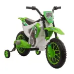 Aosom 12V Electric Motorcycle for Kids Battery-Powered Ride-On Off-road Street Bike with Charging Battery Training Wheels Green