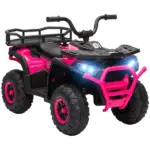 Qaba 12V Kids ATV, 4 Wheeler Quad with 4 Spring Suspension Wheels, LED Lights, Music USB, Pink - Image 11