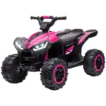 12V Kids ATV Quad Car with Forward and Backward Function, Wear-Resistant Wheels, Music, for Toddlers 3-5 Years Old, Pink